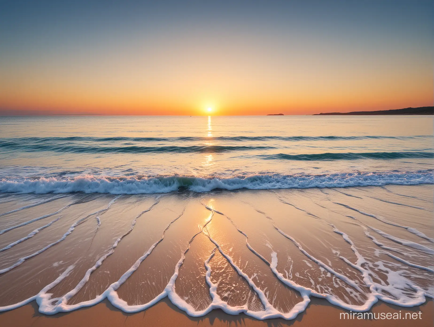 Tranquil Sunset Scene on Vast Paradise Beach
