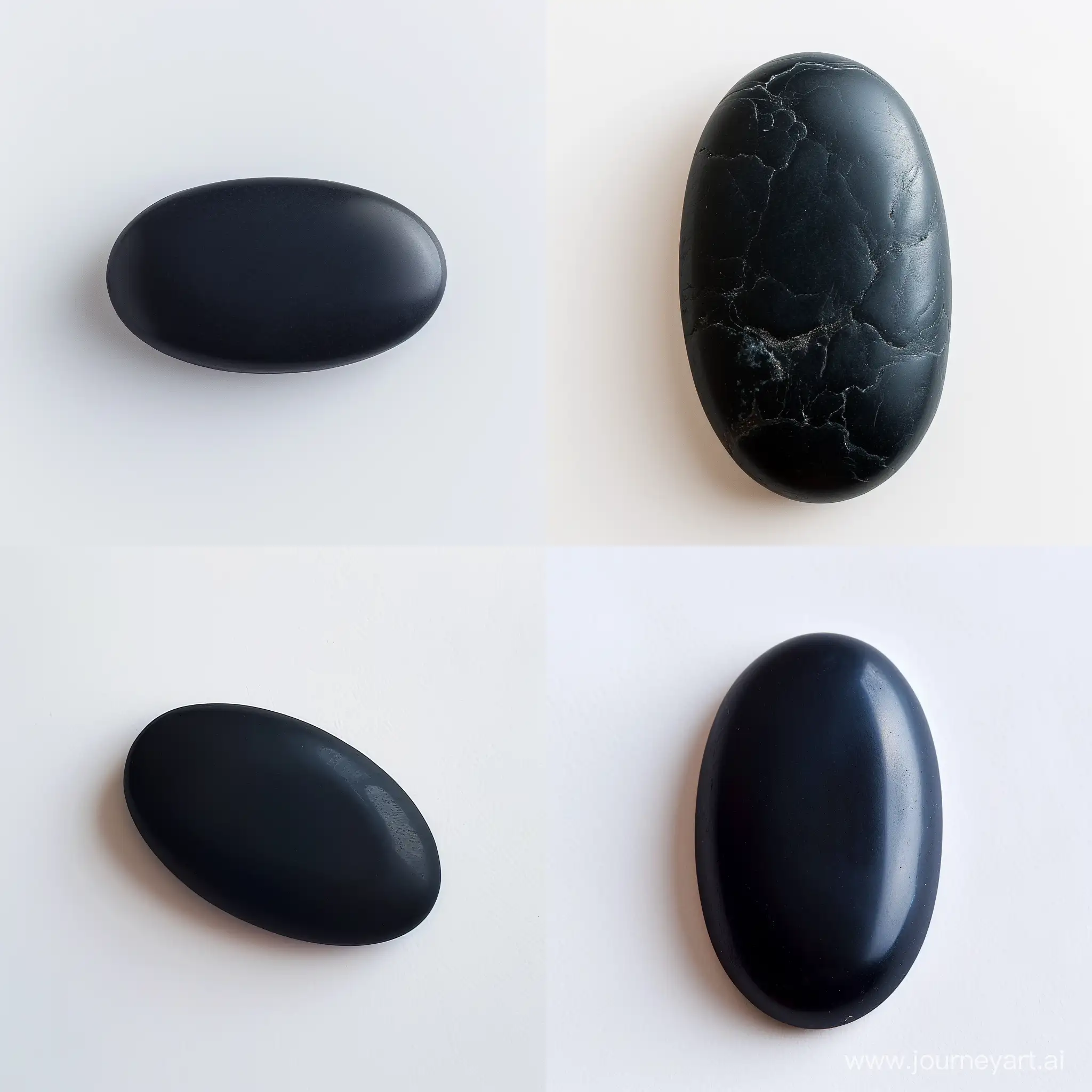 Dark-Black-Matte-Oval-Stone-Cabochon-on-White-Background