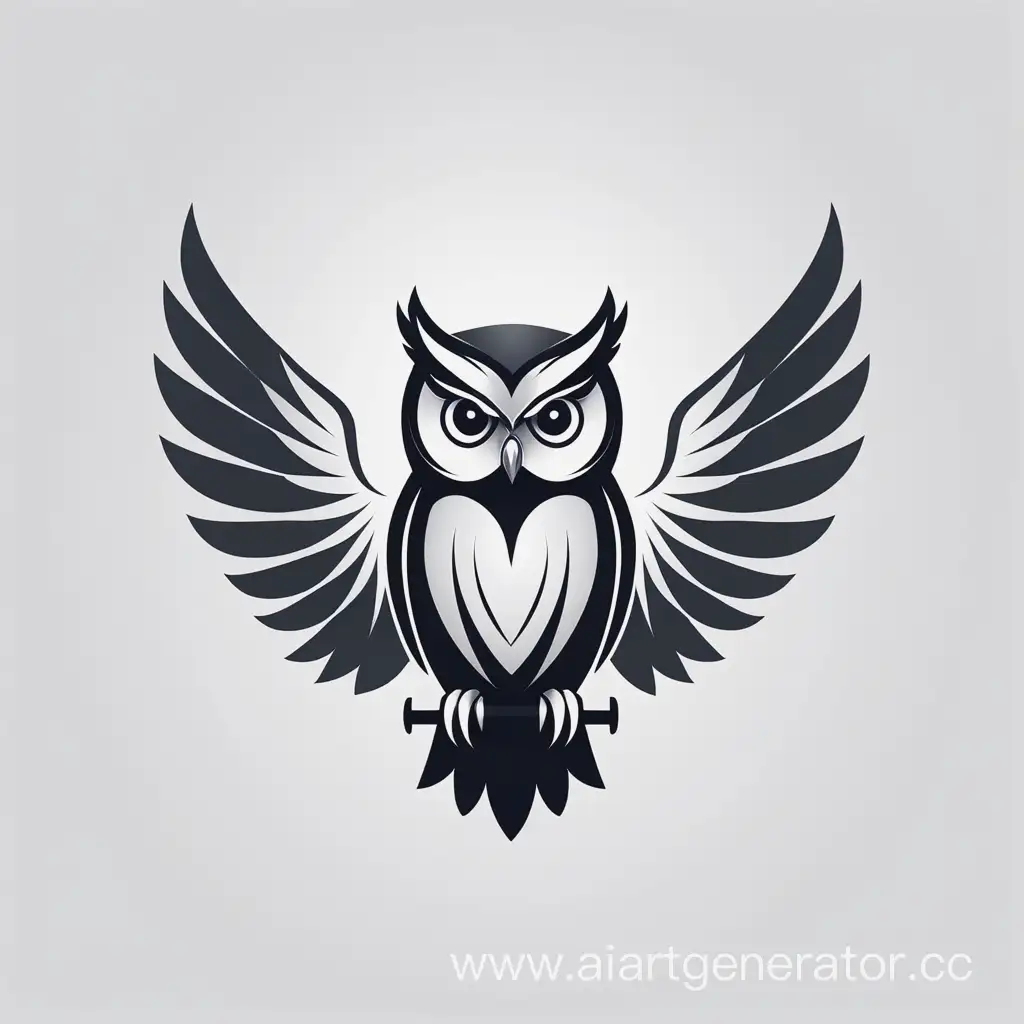 Minimalist-Logo-Design-Elegant-Owl-with-Spread-Wings