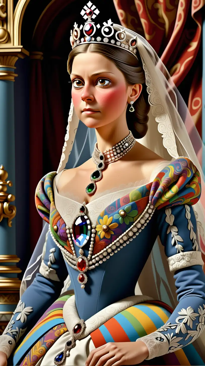 Beautiful, colourful, detailed, intricate, massive, powerful, cinematic picture : Princess Victoria,  future Queen of England,  defied tradition by insisting on marrying for love.  