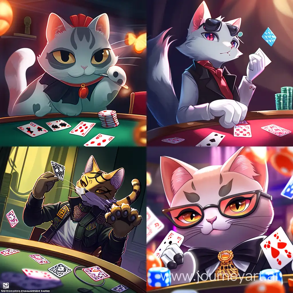Clever-Cat-Playing-Poker-with-a-Rainbow-Twist