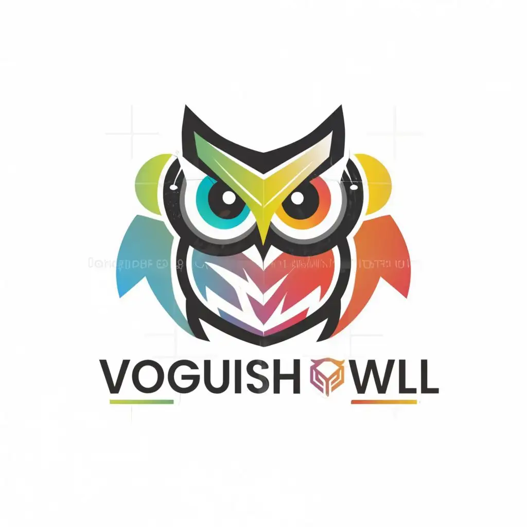a logo design,with the text "Voguish OWl", main symbol:Owl, Headset, ,complex,be used in Internet industry,clear background