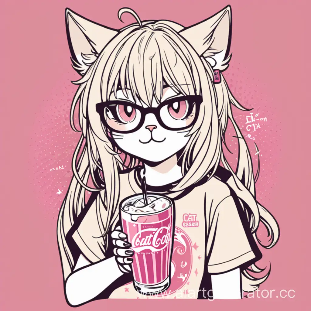 Adorable-Cat-Girl-Geek-Wearing-Cream-Soda-TShirt