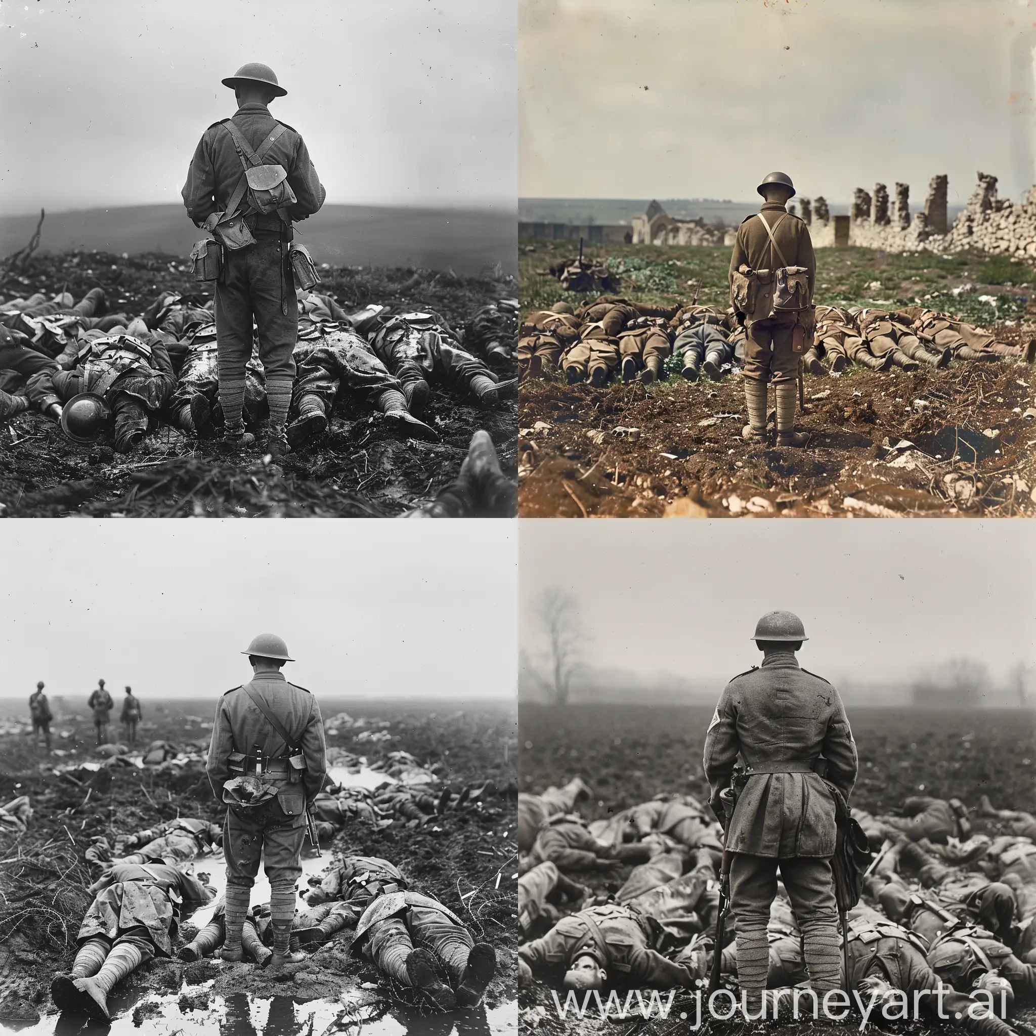 WWI-Soldier-Mourning-Fallen-Comrades-Tribute-in-1914