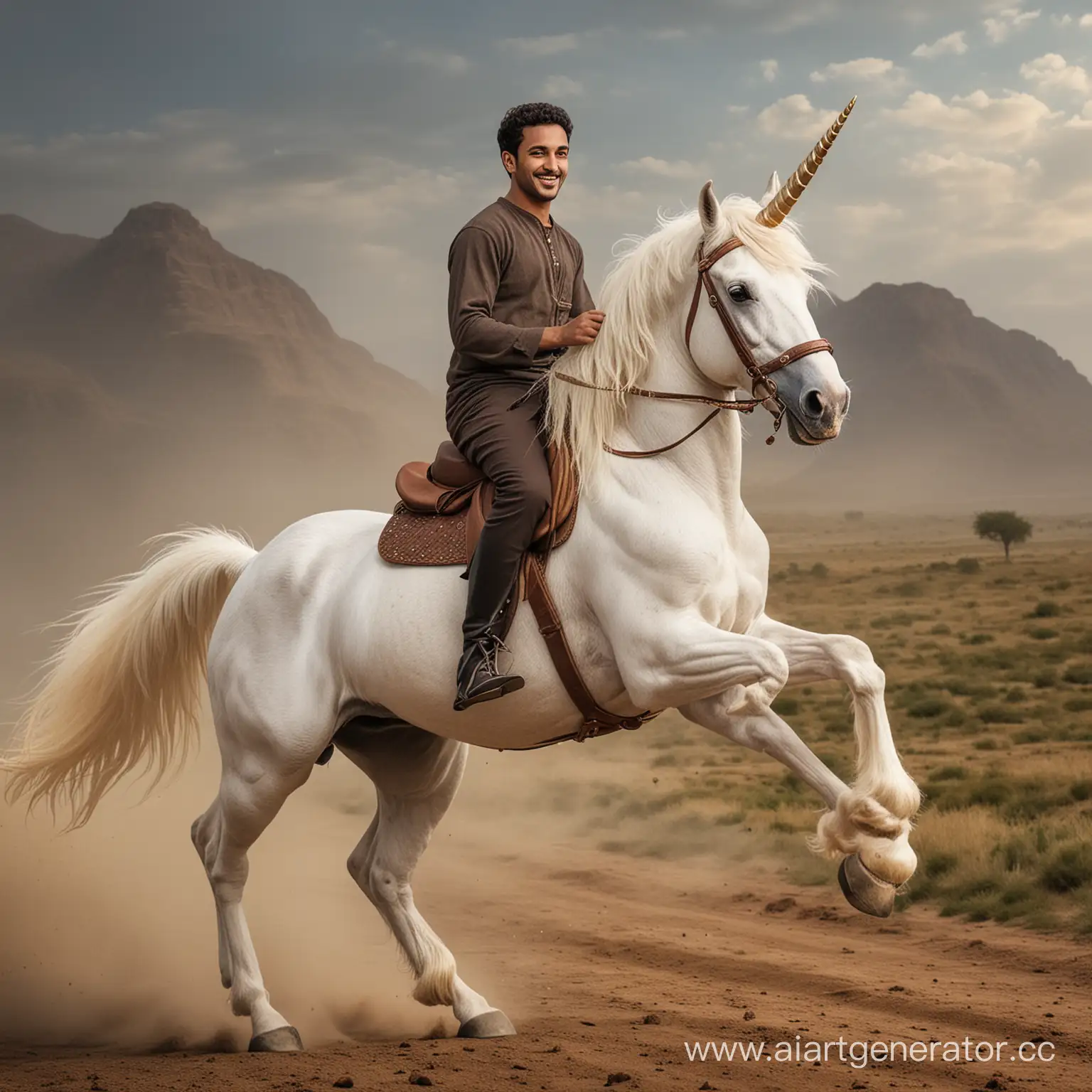 Ibrahim-Adyg-Joyfully-Rides-Unicorn-Across-Kerdym-Landscape