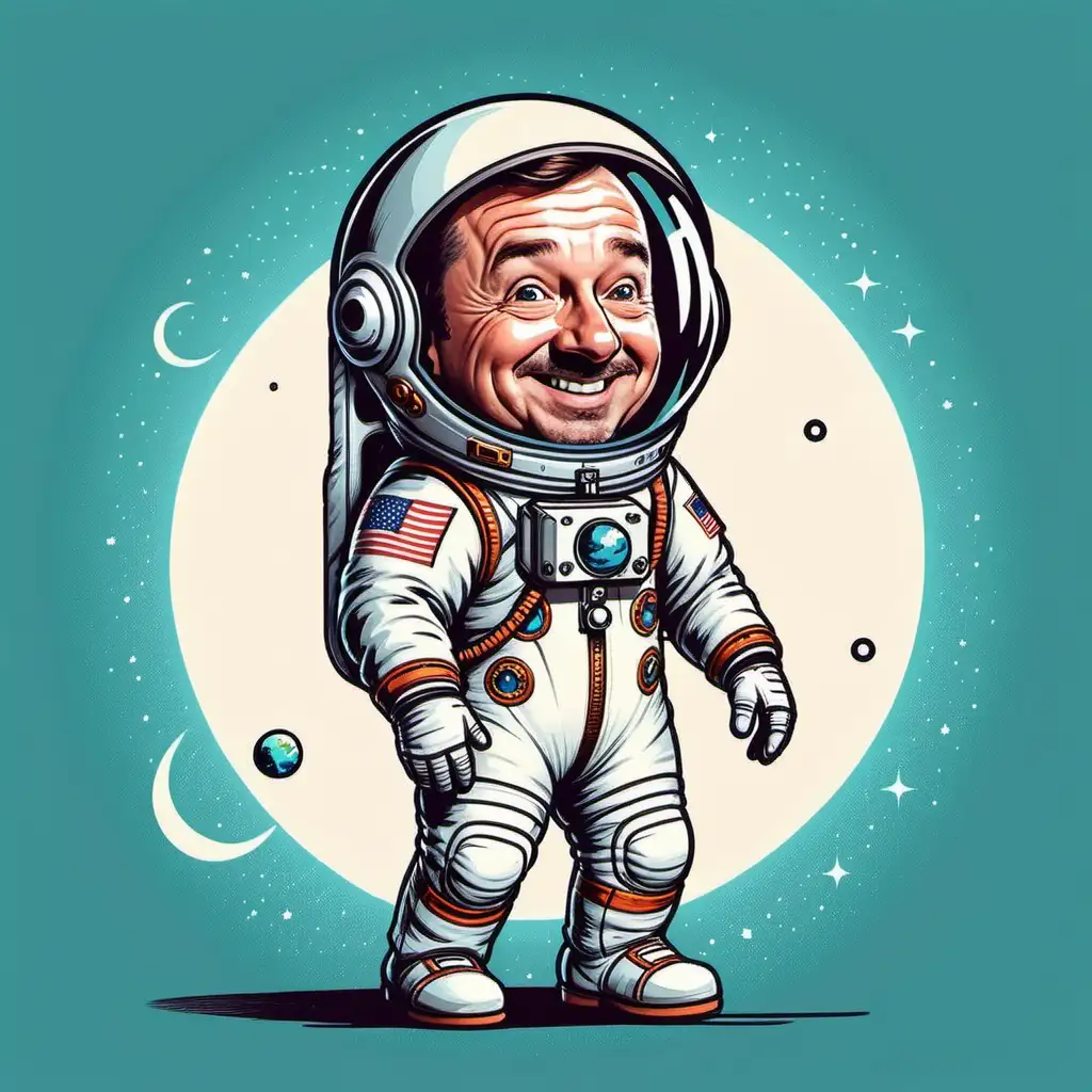 witzige karikatur, comedy astronaut

