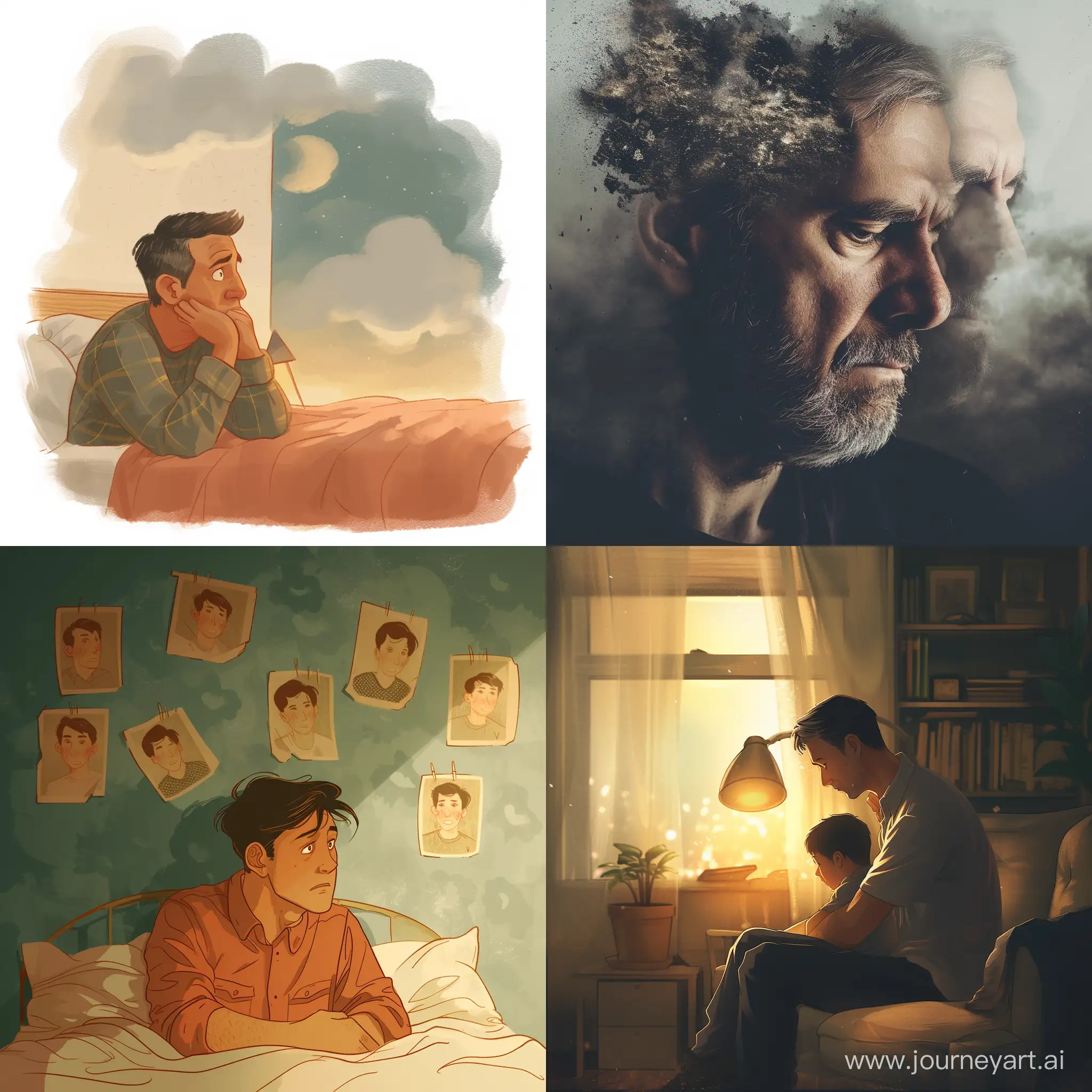 Emotional-Man-Reflecting-on-Cherished-Childhood-Memories-with-His-Father