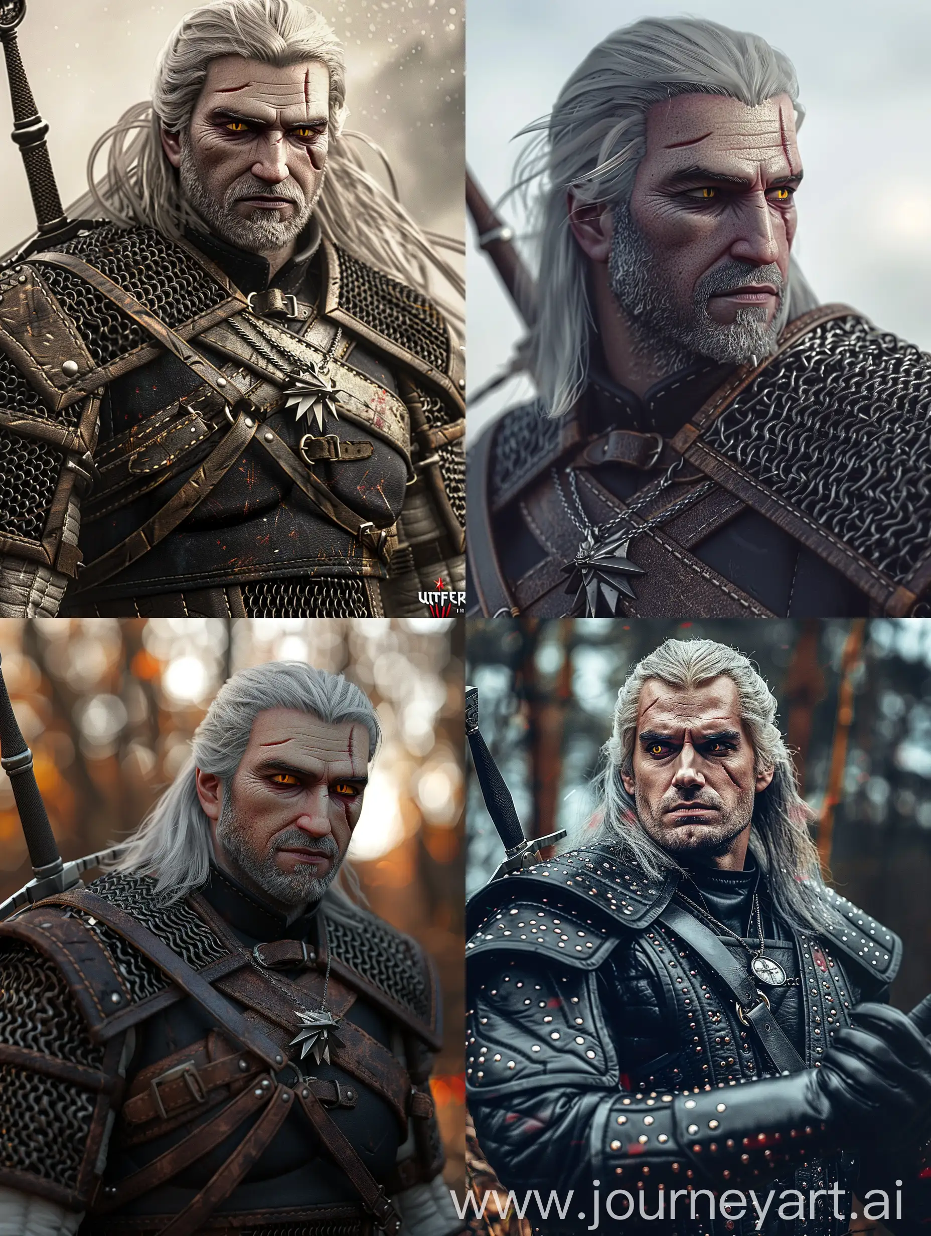The Witcher Geralt in full height is super realistic and highly detailed. 