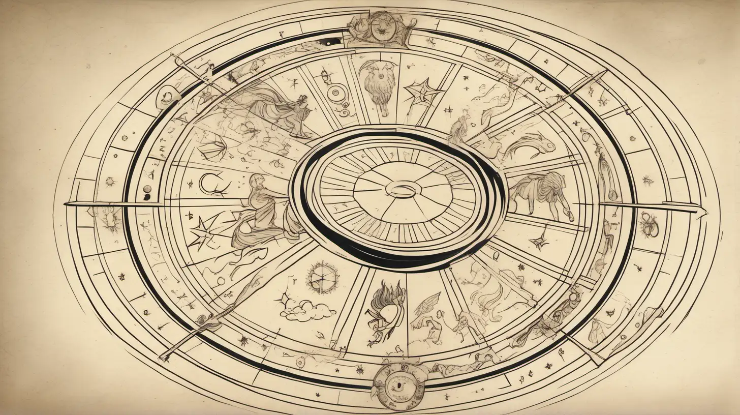 Dynamic Astrological Wheel with Ethereal Angry Faces