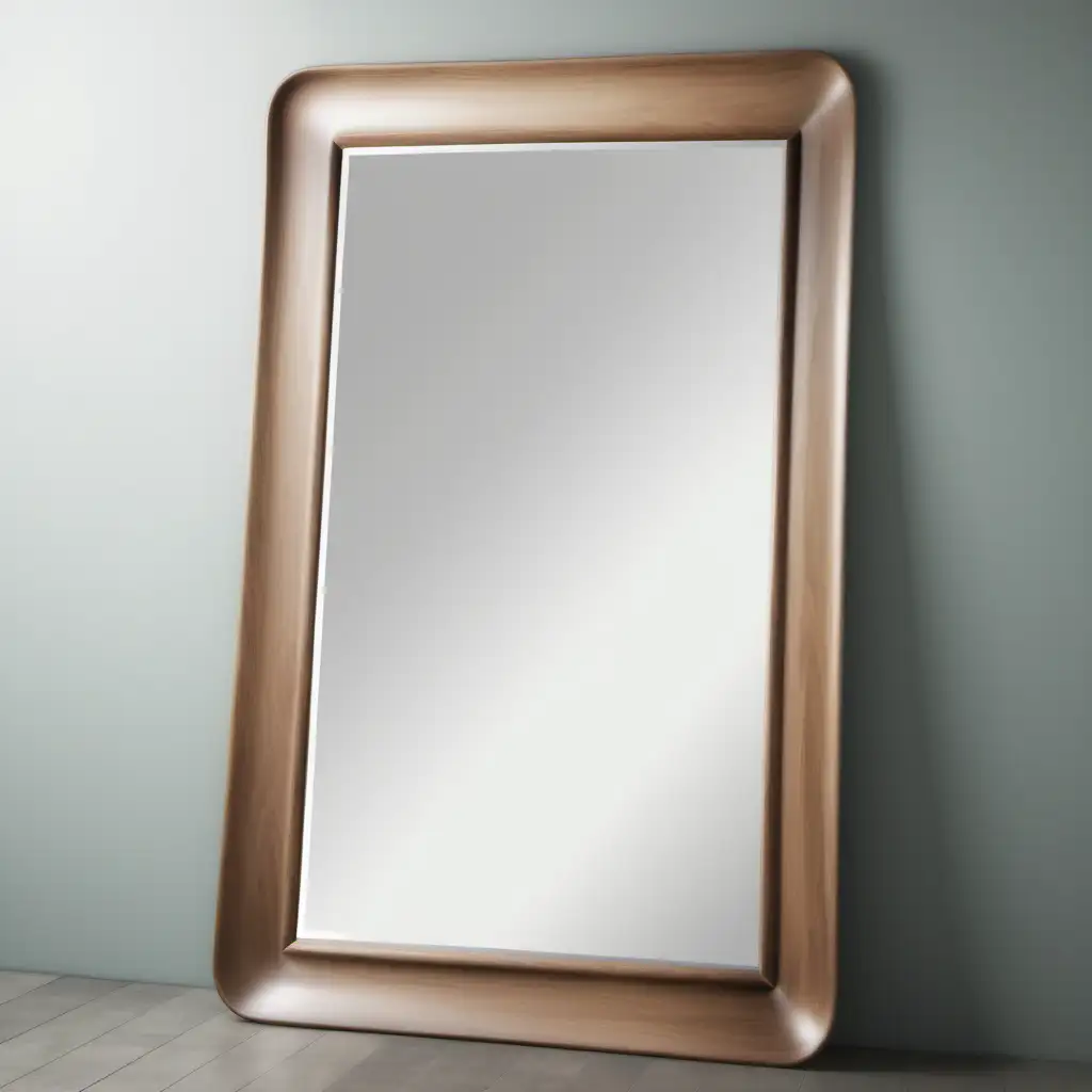 Rustic Wooden Leaner Mirrors with Rounded Edges