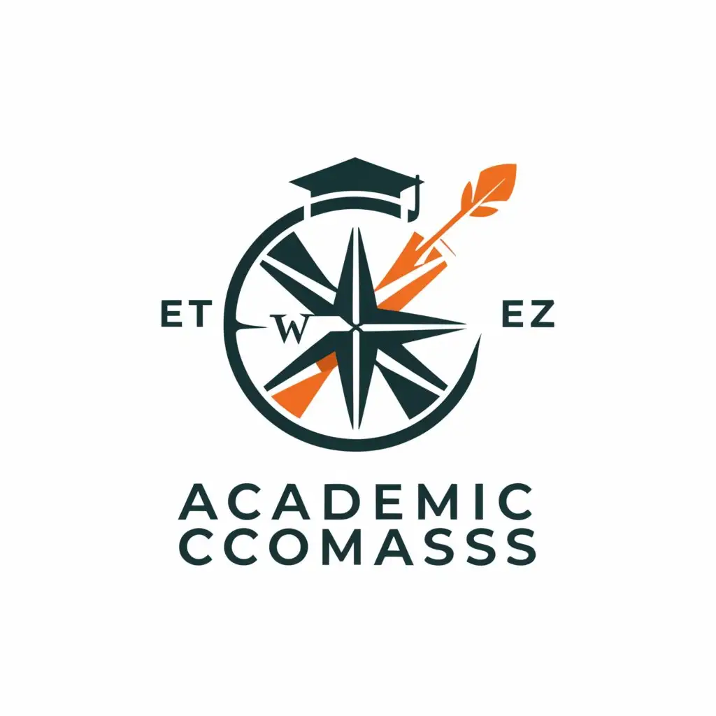 a logo design,with the text "Academic Compass", main symbol:compass , Graduation cap,Moderate,be used in Education industry,clear background