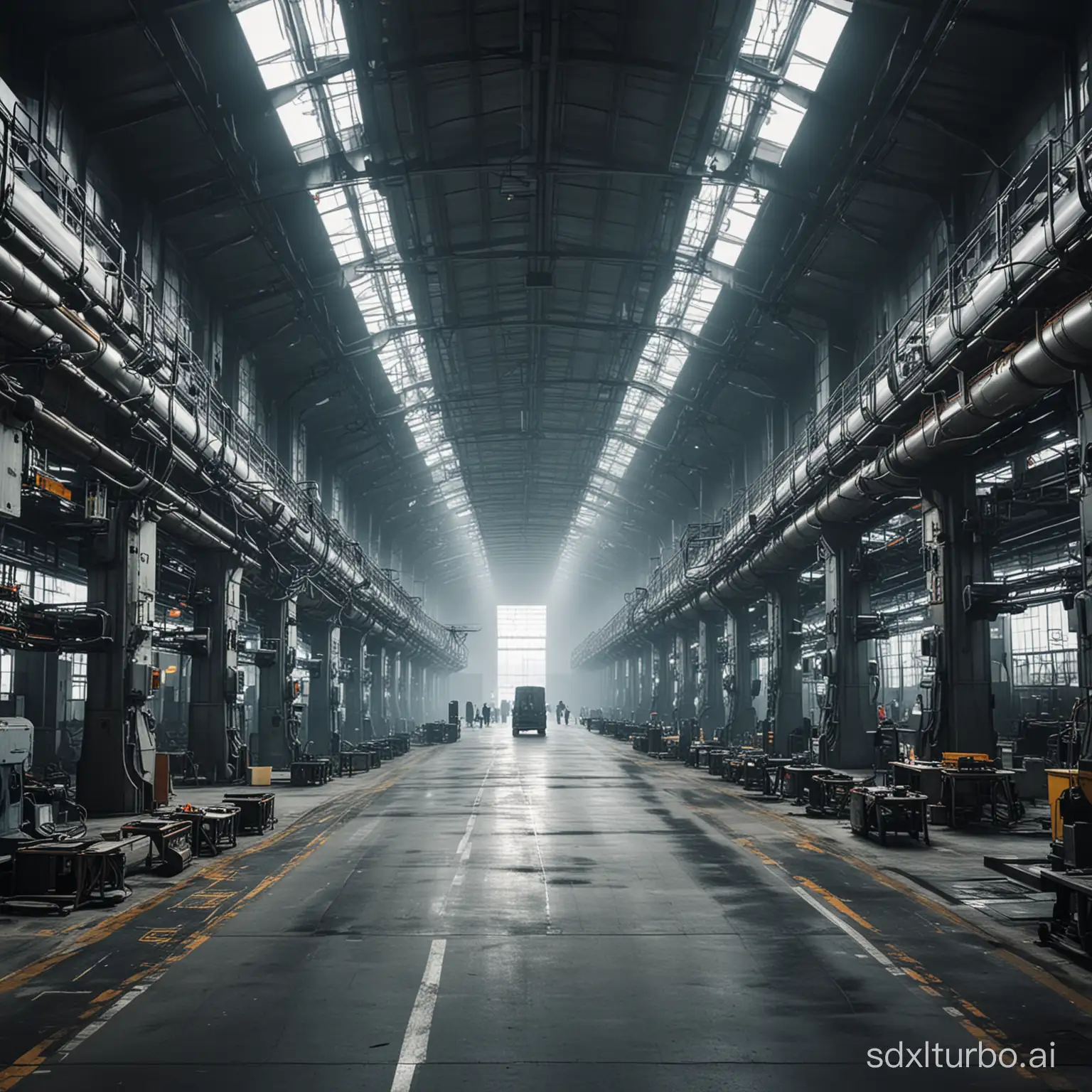 futuristic factory from the inside