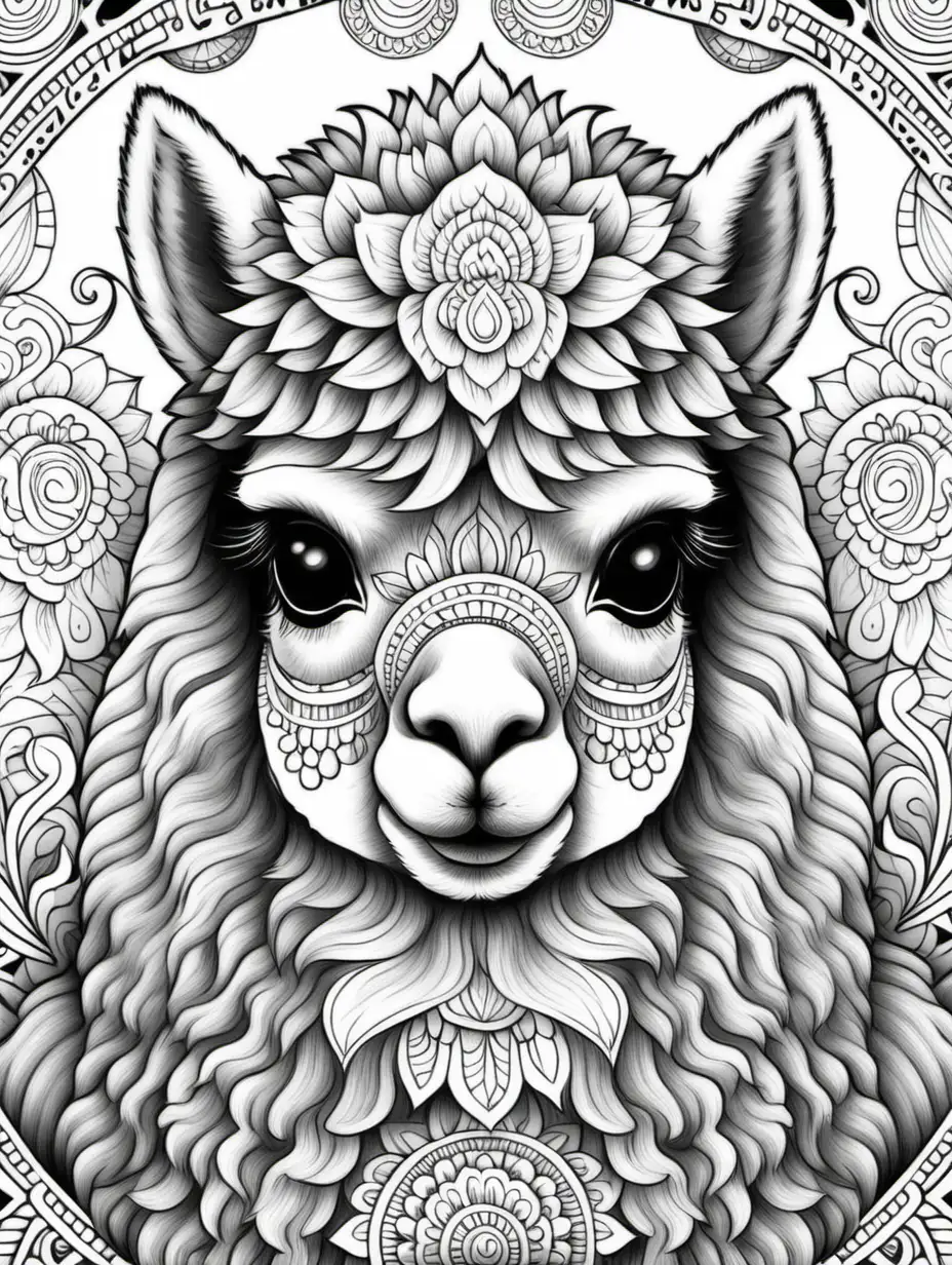 Alpaca Mandala Adult Coloring Book with High Detail