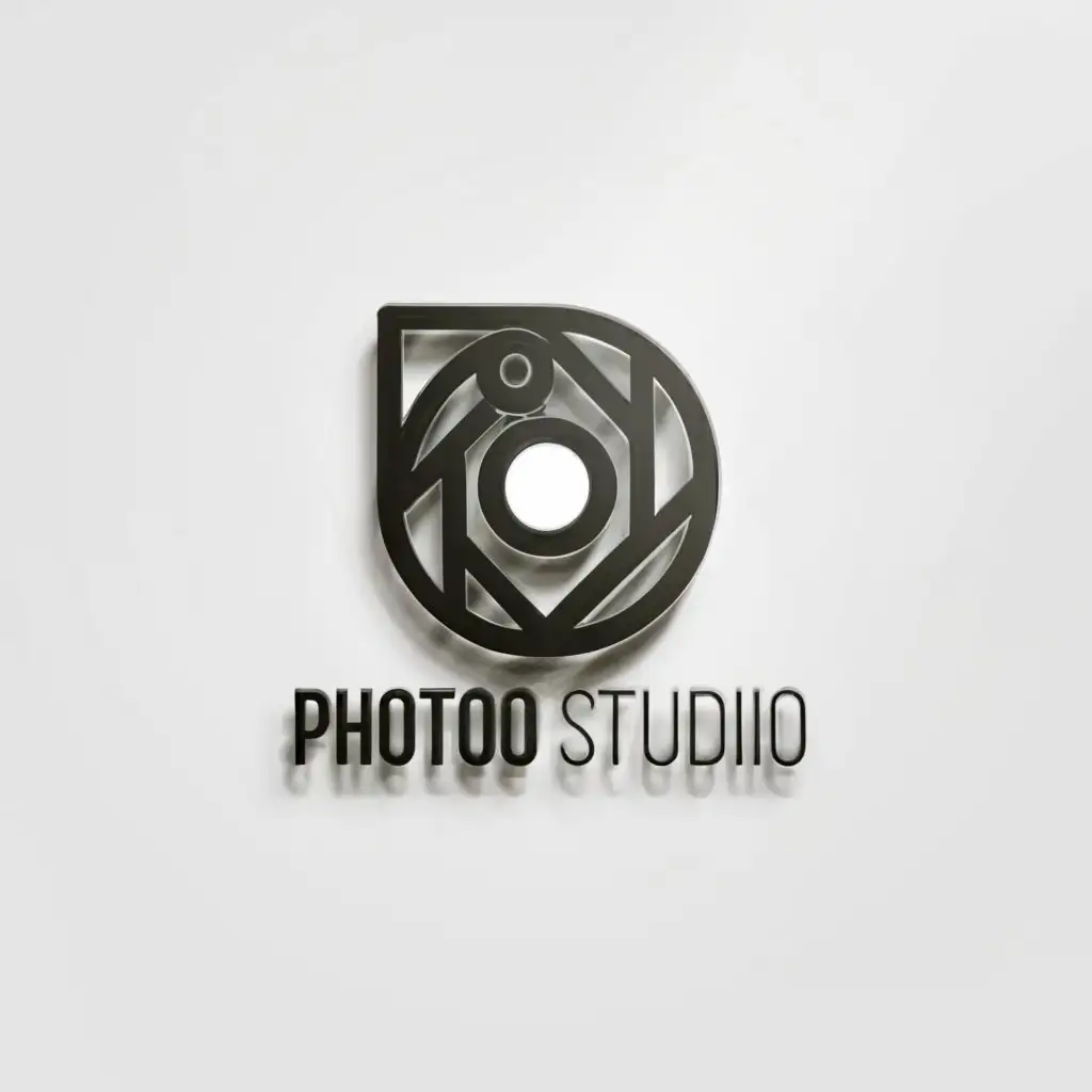 a logo design,with the text "Photo studio", main symbol:3d logo,Minimalistic,clear background