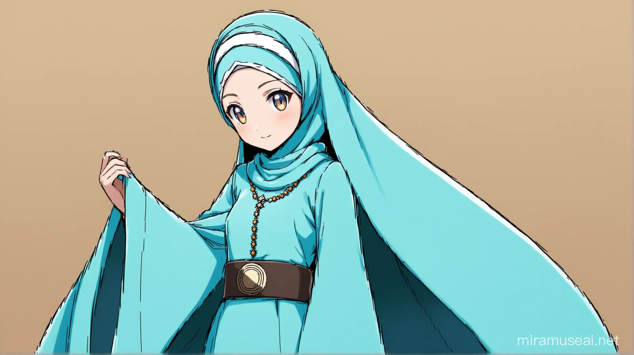 The leader of the Pokemon is a girl (she wears modern Muslim clothing and an ice blue dress to hide her hair).