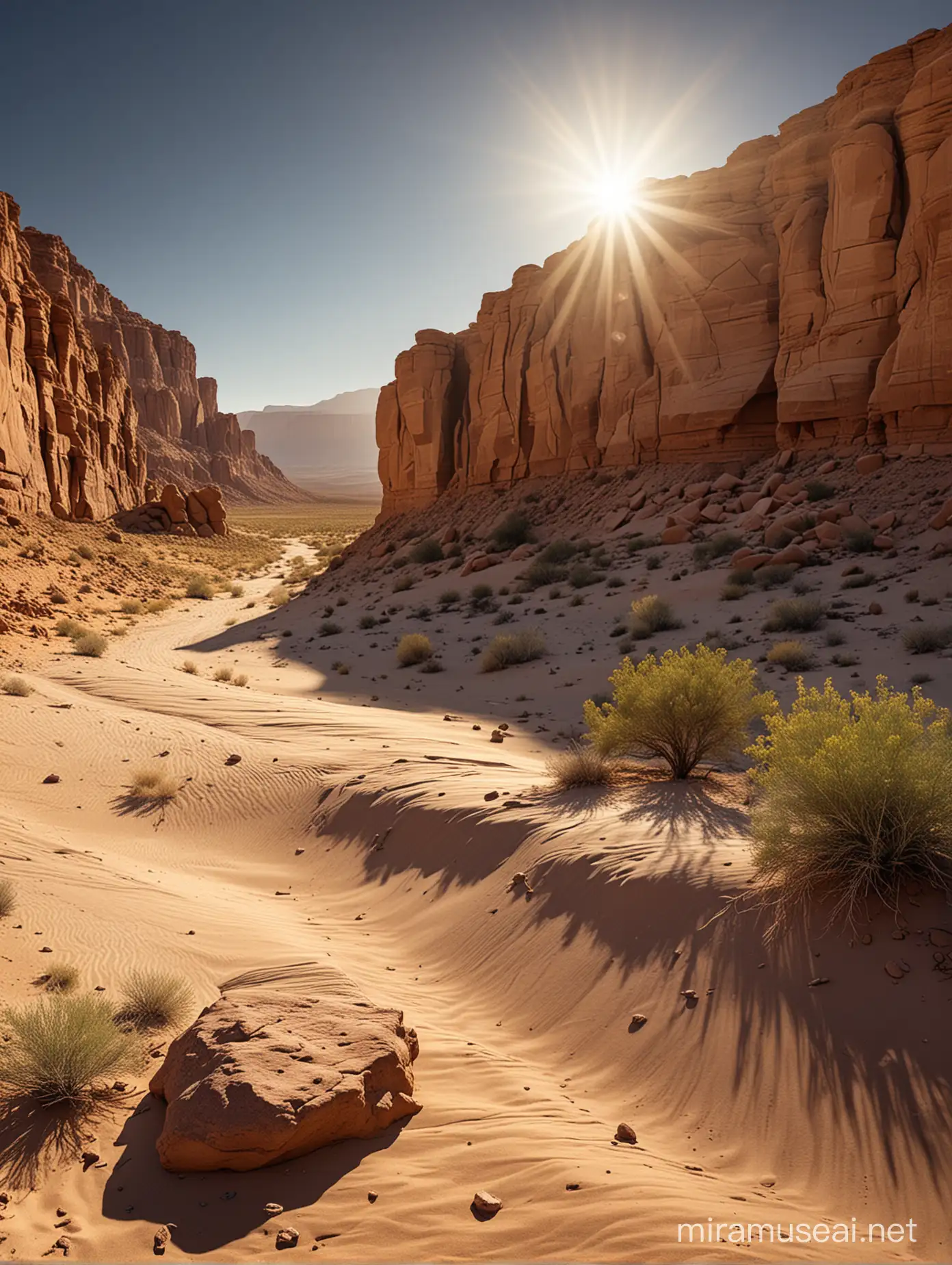 Majestic Desert Landscape with Architectural Marvels