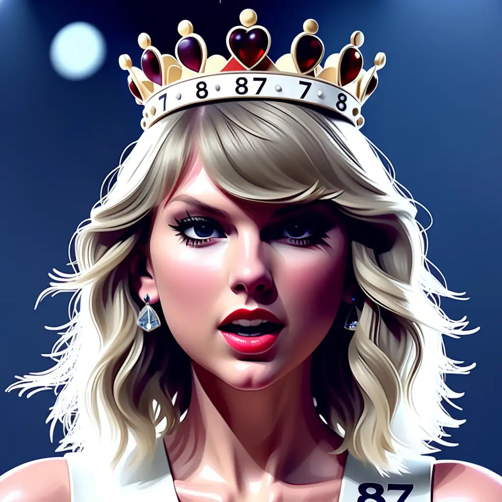Taylor Swift Royally Rocks Crown with 87 Print