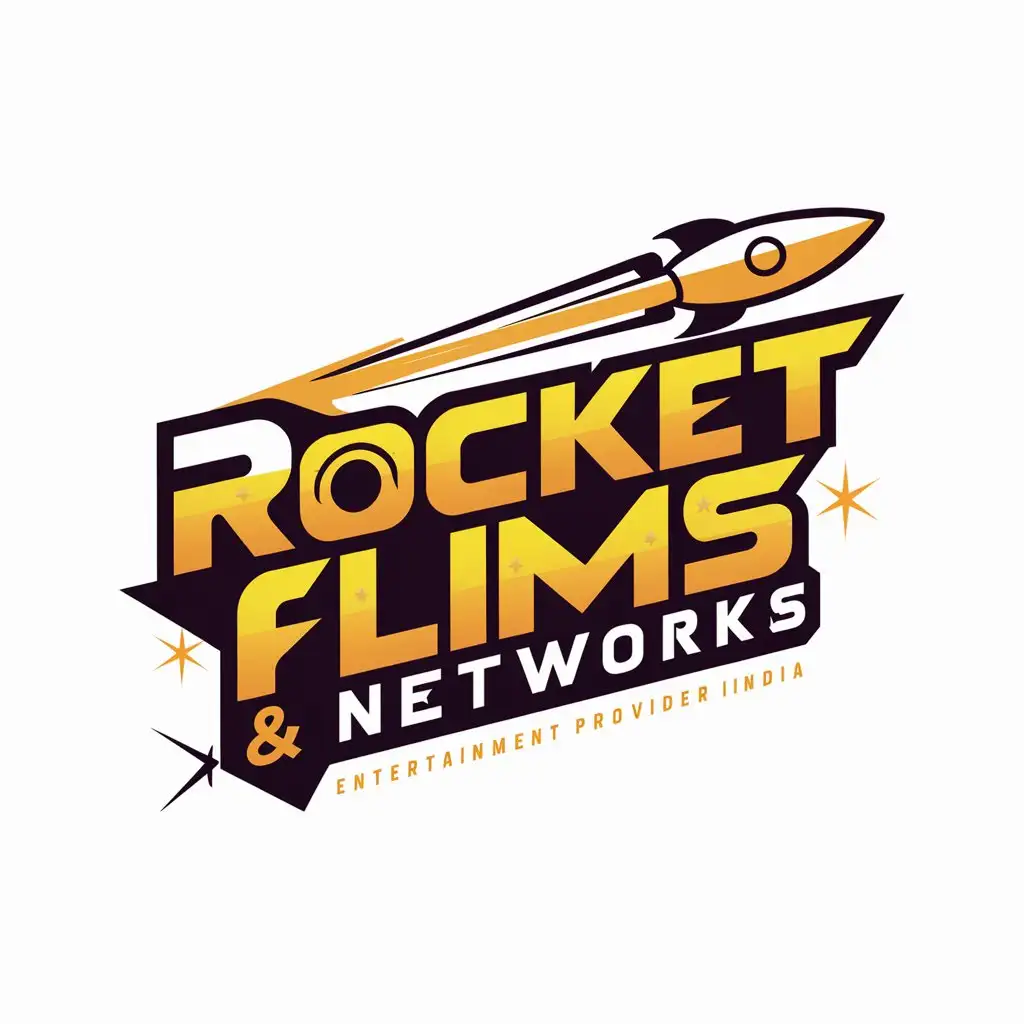 create a logo for a entertainment provider company in india named as "Rocket Flims & Networks" with a named mentioned in the logo