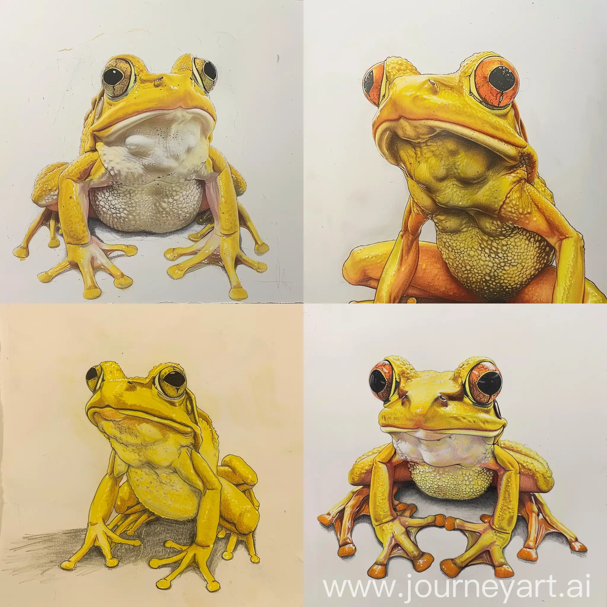 Playful-CrossEyed-Yellow-Frog-Drawing