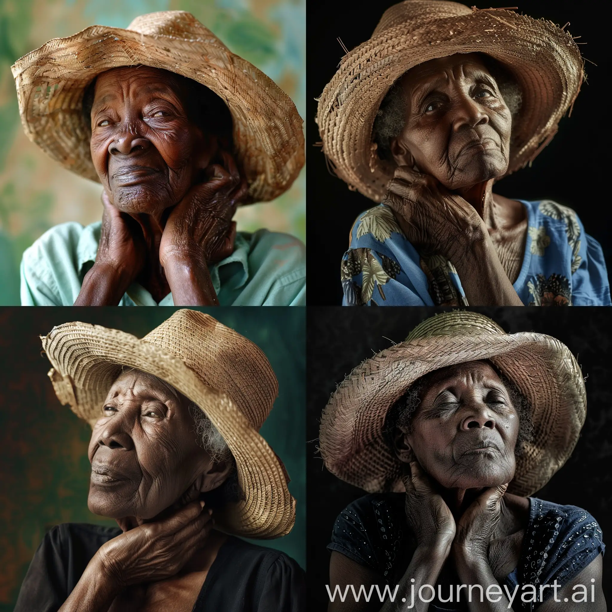 Elderly-African-Woman-in-Vintage-Straw-Hat-Portrait