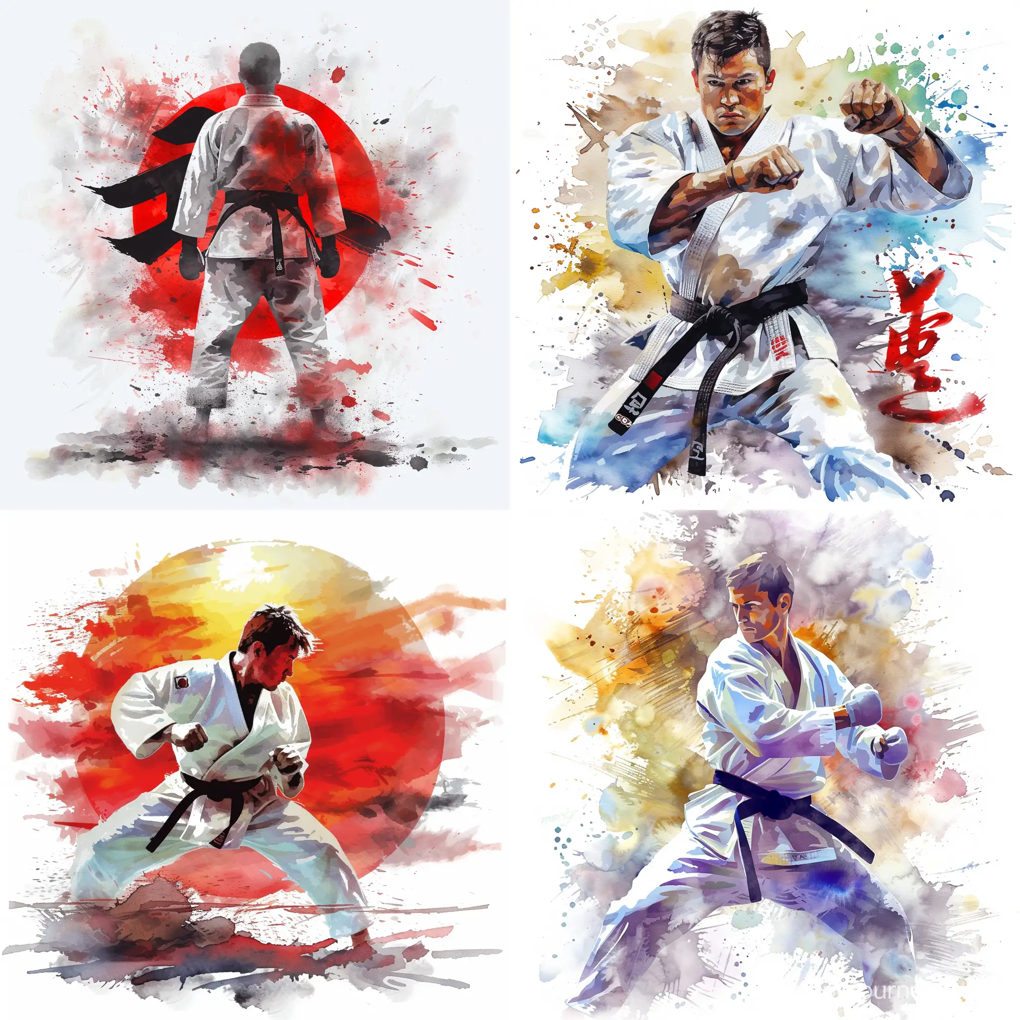 Dynamic-Victory-in-Japanese-Watercolor-Karate-Illustration