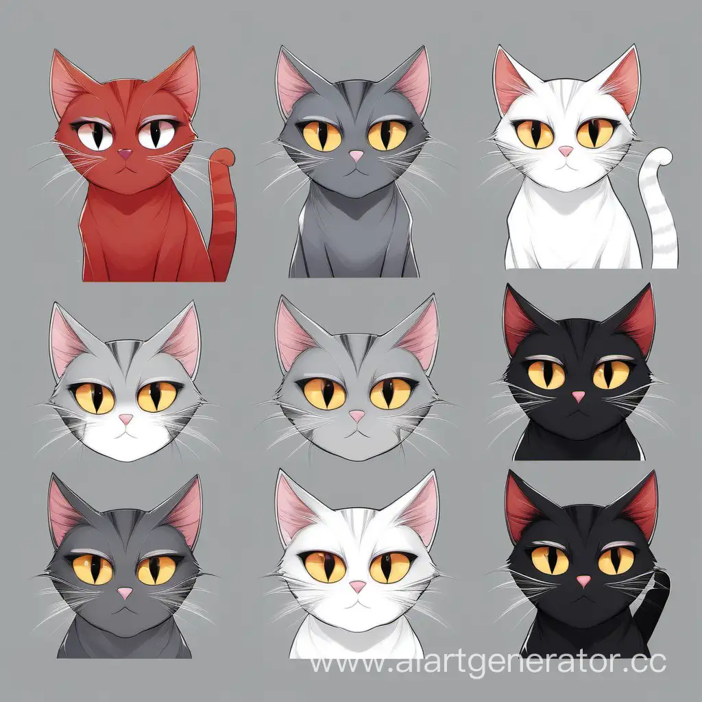 Playful-Cats-with-Striking-Red-Eyebrows-in-Various-Shades