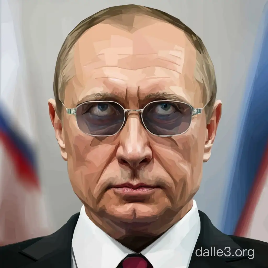 Create a portrait of Putin, like in HOI 4, with sunglasses
