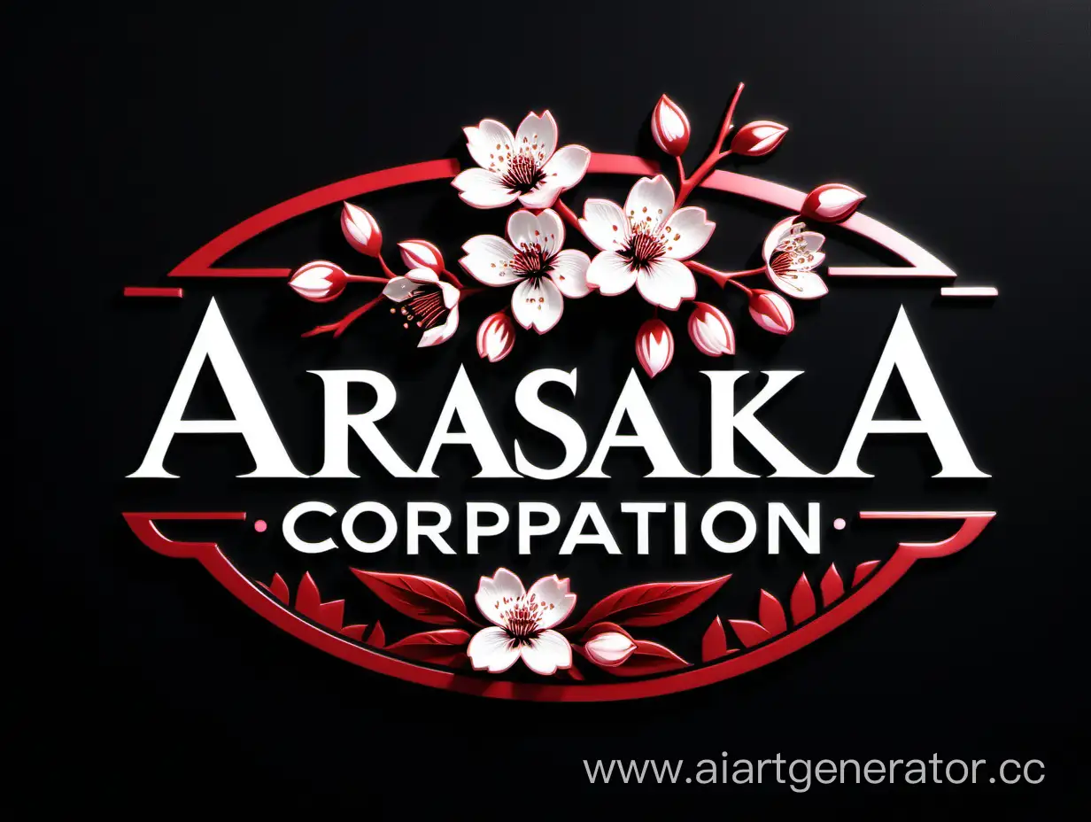 Arasaka Corporation Logo on Black Background with Cherry Blossom Emblem ...