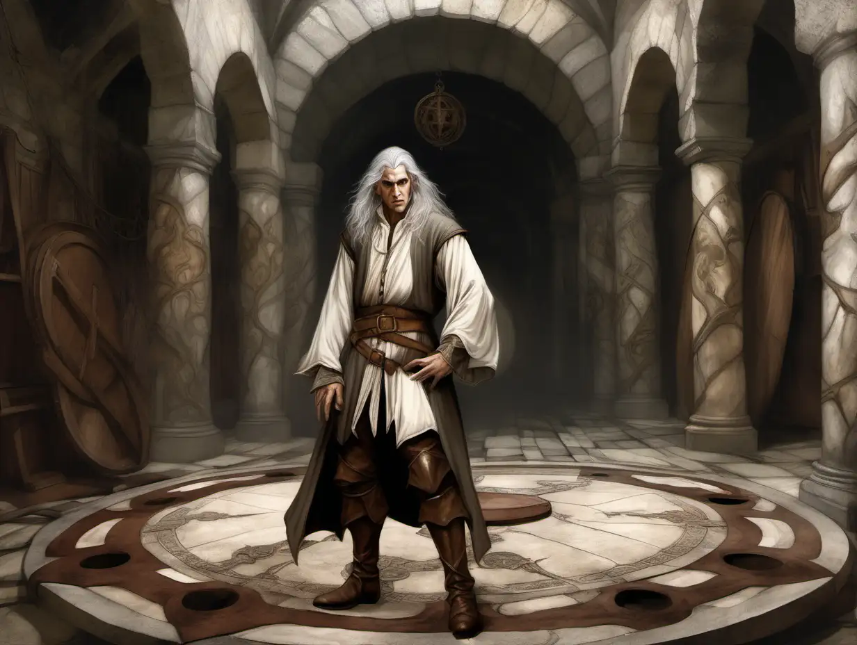 Confused Male Elf in Medieval Fantasy Hall