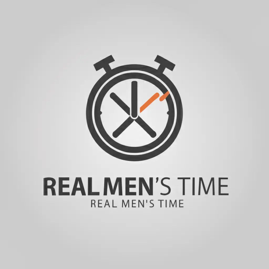 a logo design,with the text "Real Men's Time", main symbol:male sign with clock inside of it,Moderate,clear background