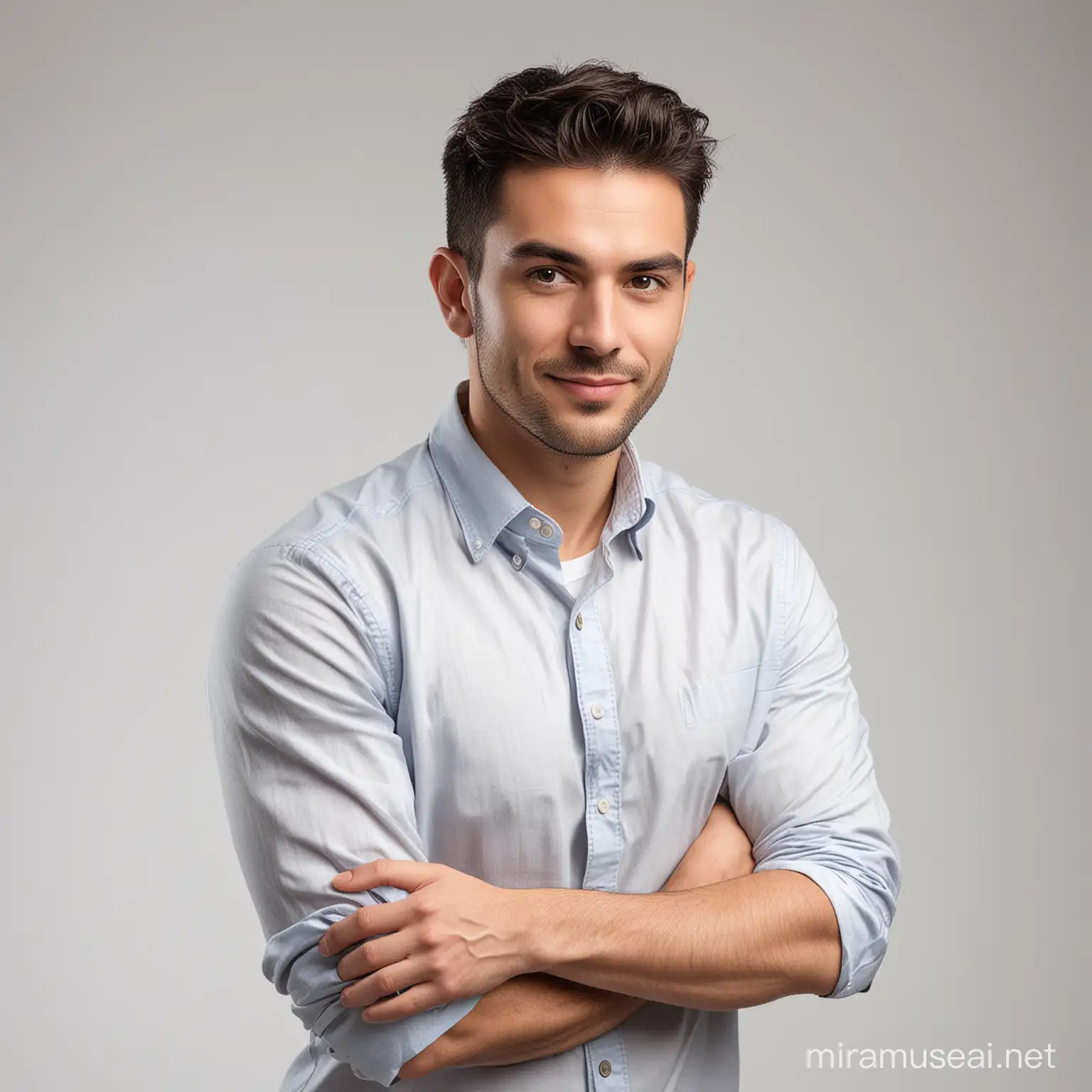 Handsome Professional Coder in White Background