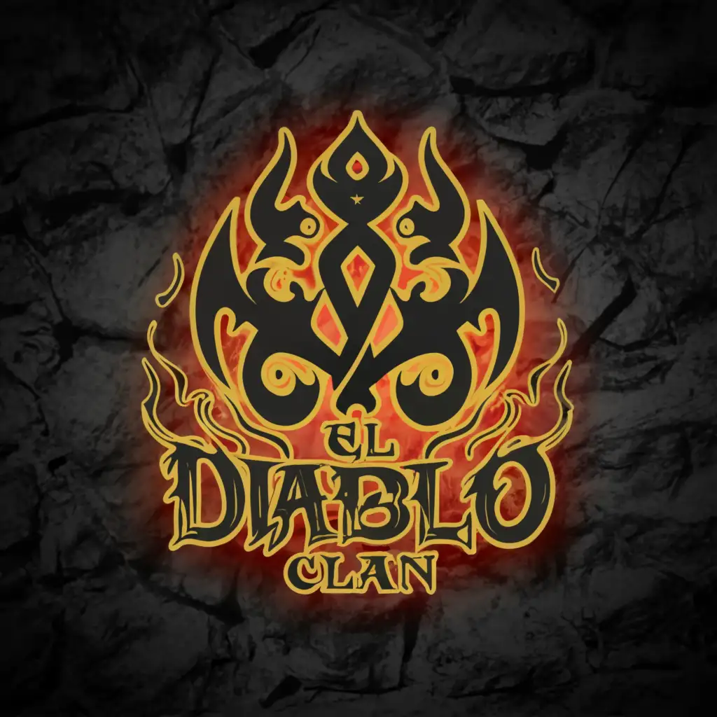 a logo design,with the text 'El DiaBlo CLAN', main symbol:Underground dark flame elements,complex,clear background