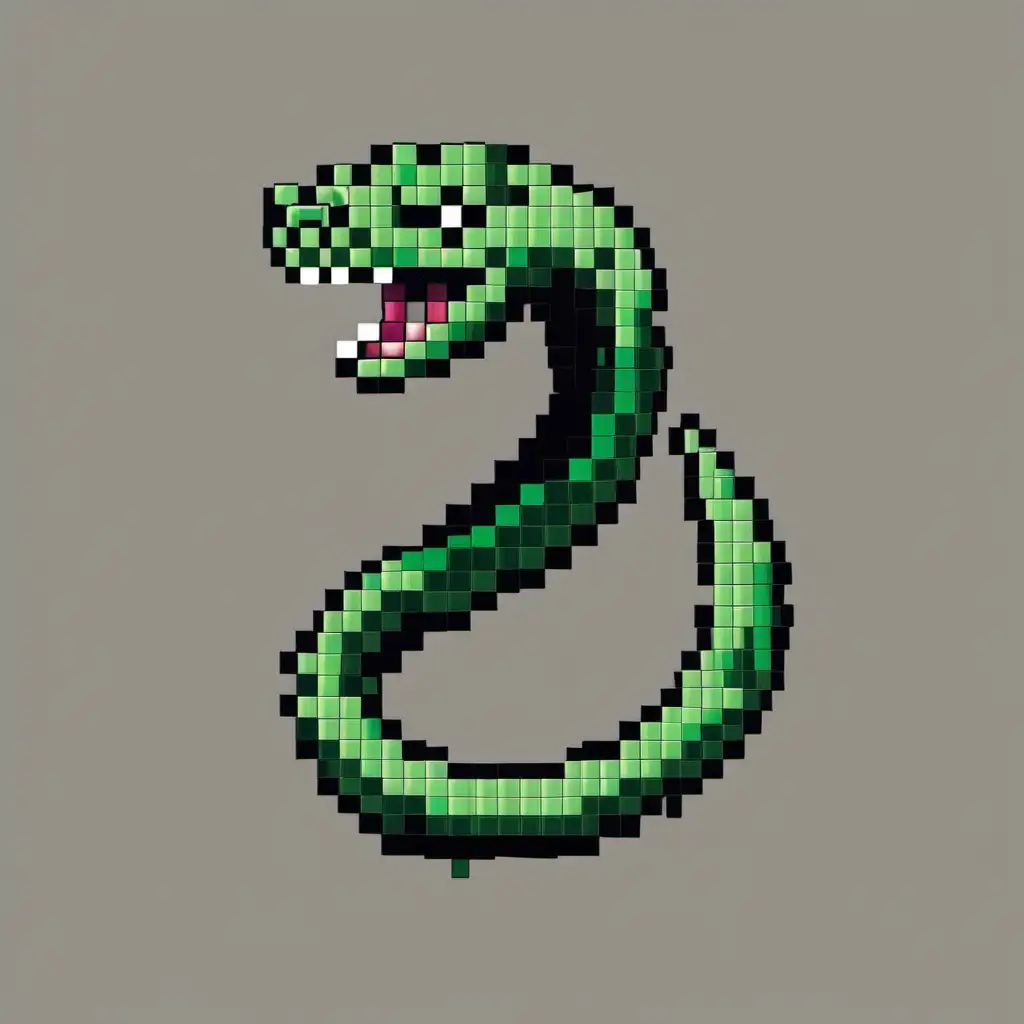 8Bit Style Snake Illustration Retro Pixel Art of Serpent