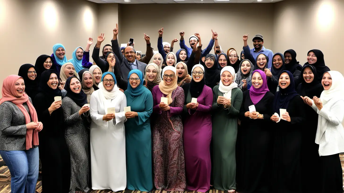 New Muslim Americans Converts celebrating with joy