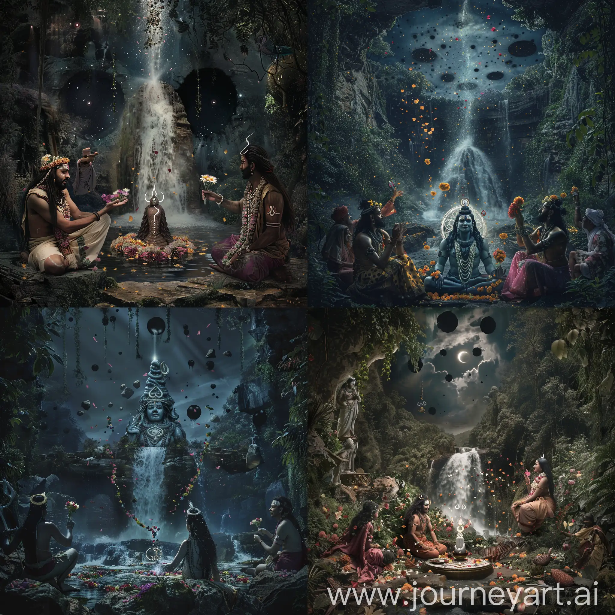 Shiv-Parvati-Meditation-at-Kailas-Parvati-with-Aghoris-Sadhus-and-Waterfall