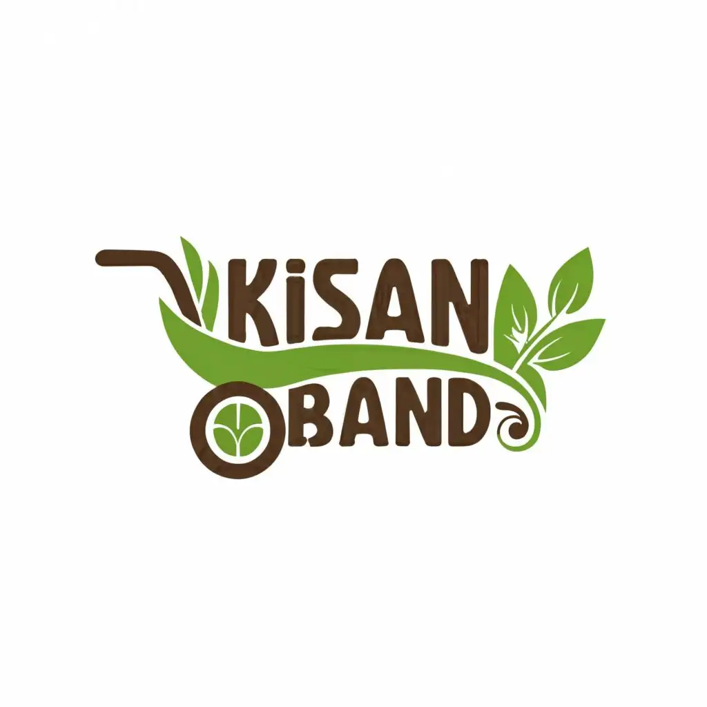 logo, farm cart, with the text "Kisan Brand", typography