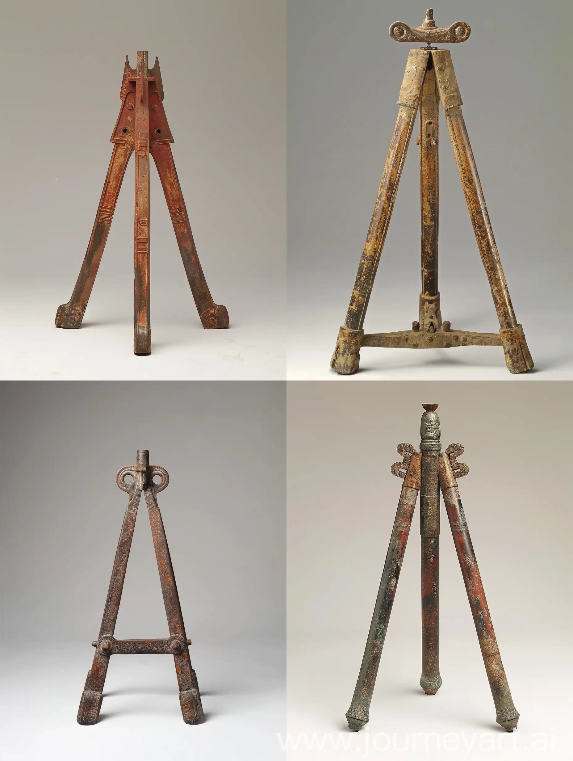 Ancient-Chinese-Tripod-Artifact-Displayed-in-Dimly-Lit-Museum