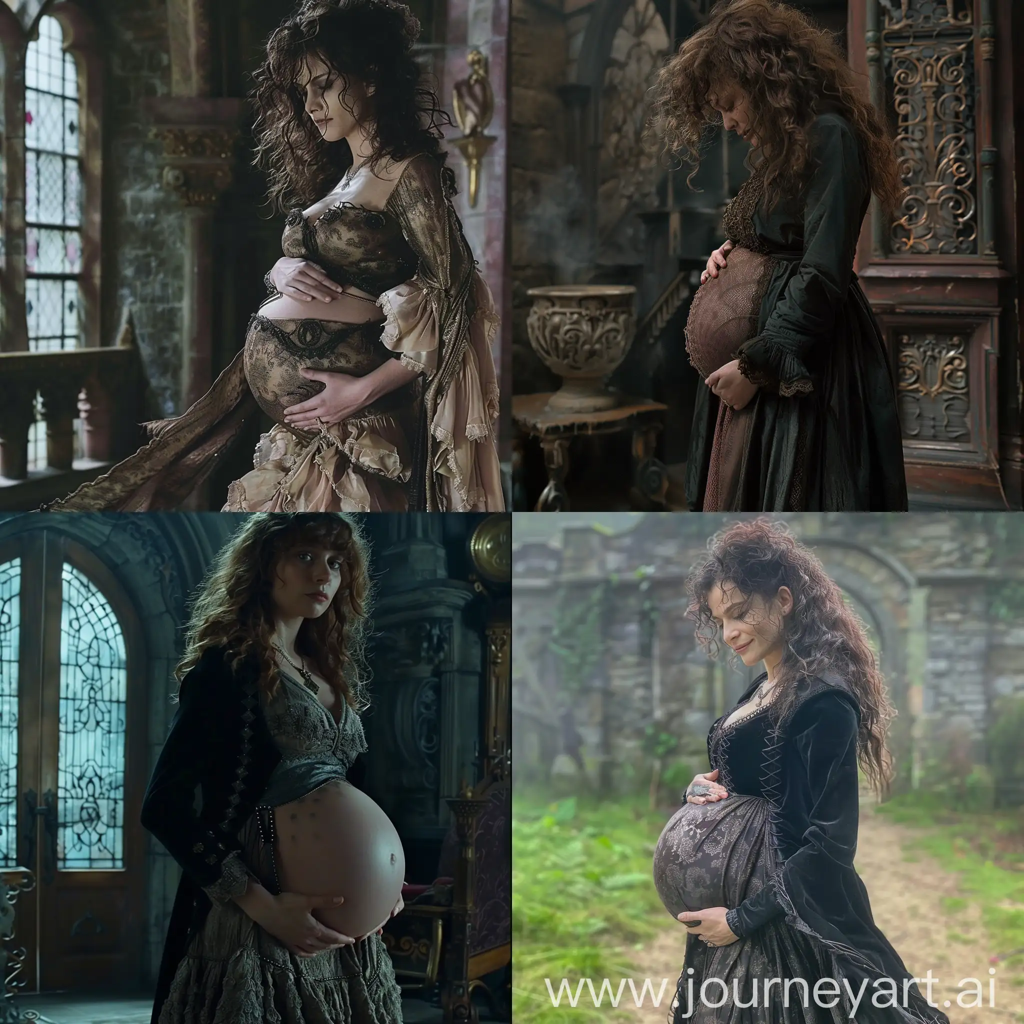 Bellatrix Lestrange, Very Pregnant, Very pregnant belly is very large.