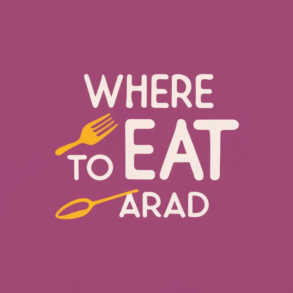 logo, food, cutlery, pink, with the text "where to eat Arad", typography, be used in Restaurant industry
