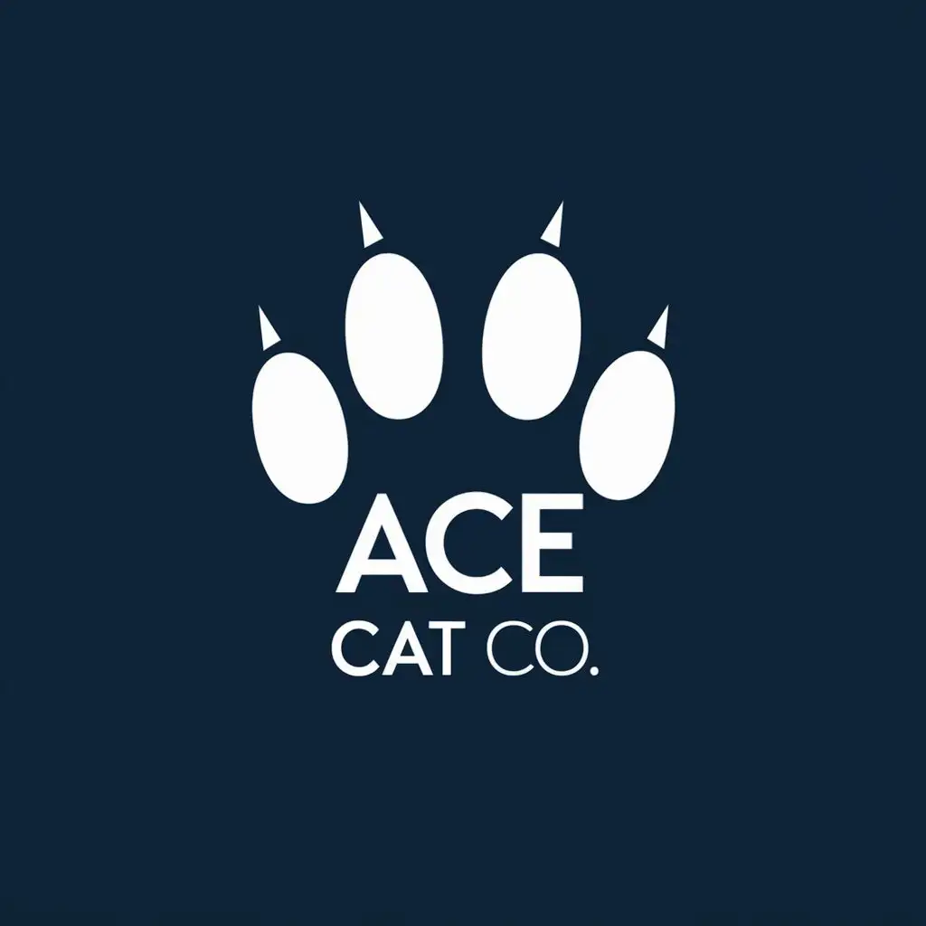 LOGO-Design-For-Ace-Cat-CO-Elegant-Cat-Paw-Emblem-with-Typography-for-the-Animals-Pets-Industry