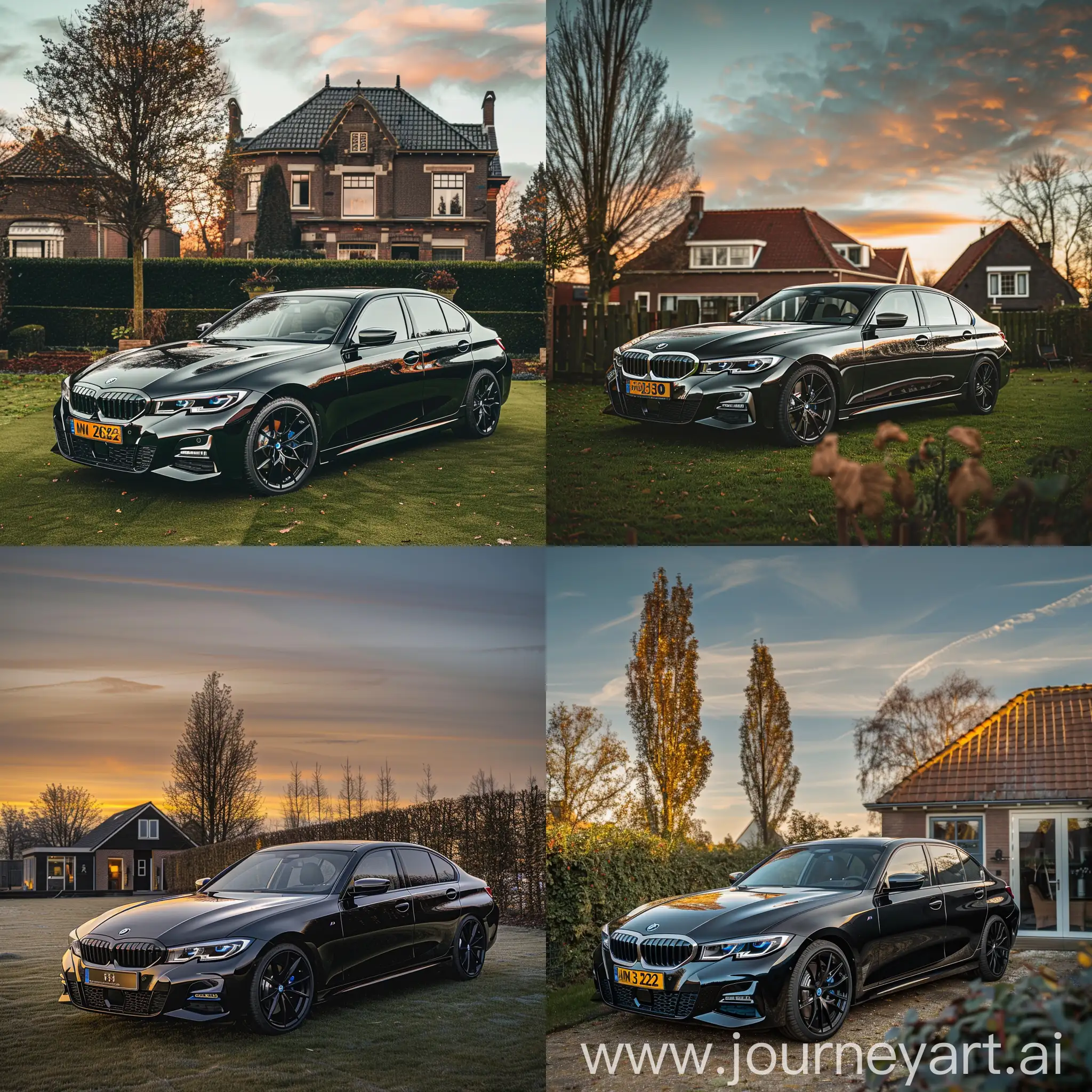 Black-BMW-330i-Facelift-2022-with-Black-Rims-in-Dutch-Backyard