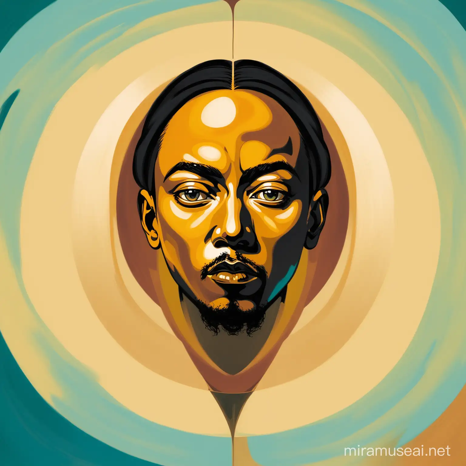 Kendrick Lamar as an Abstract DalInspired Figure in Music Art