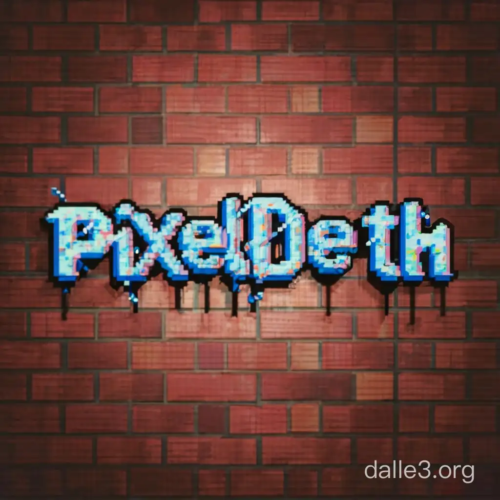 "PIXELDETH" graffiti lettering