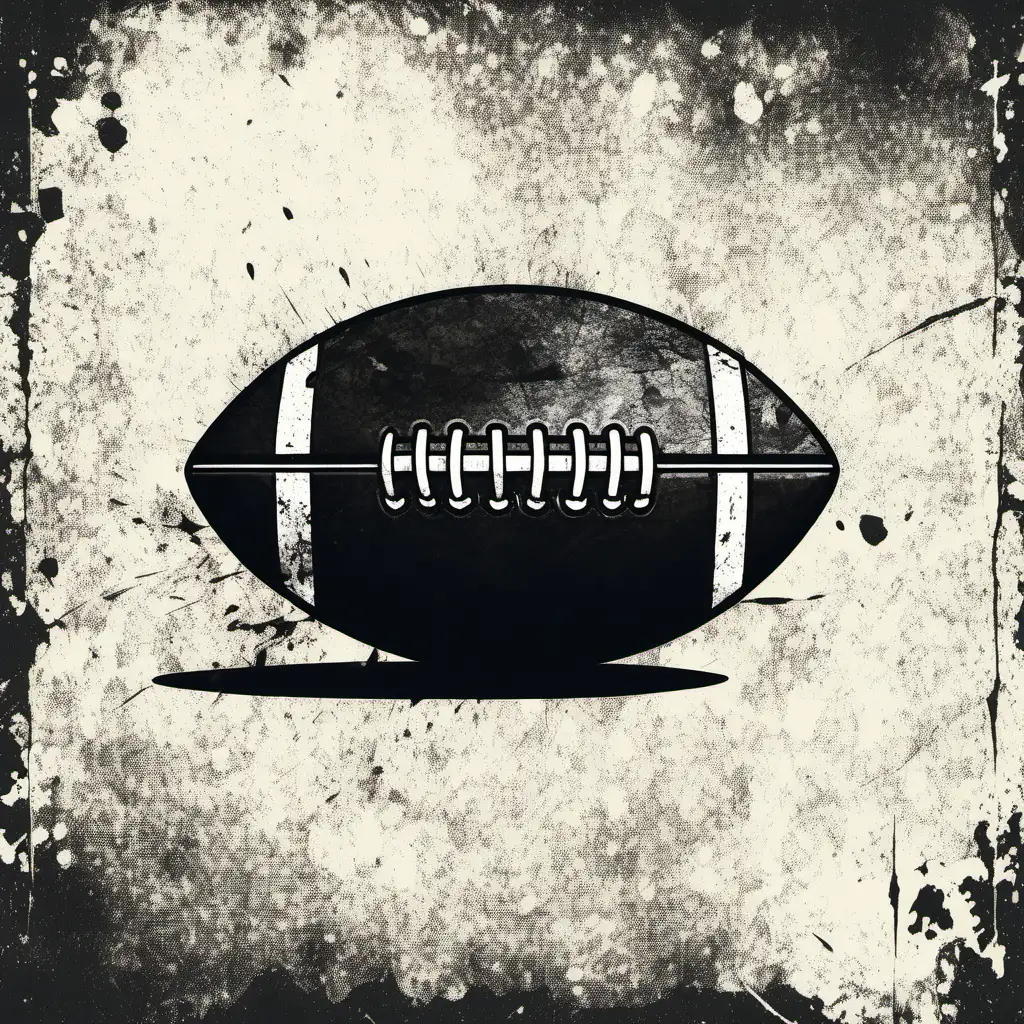 DISTRESSED FOOTBALL, BLACK AND WHITE
