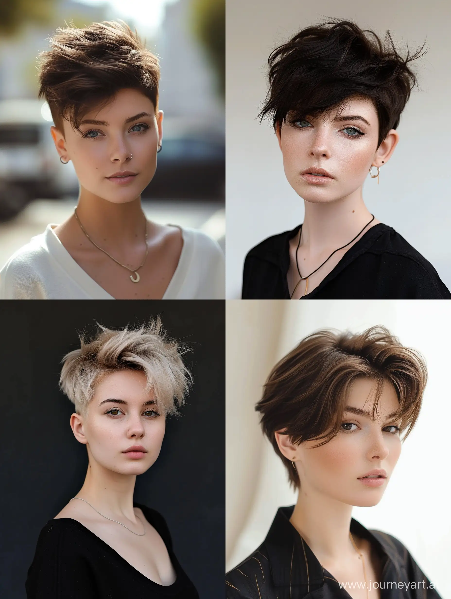 Trendy Pixie Haircut Ideas for Fine Hair Women in 2024 Midjourney Prompt