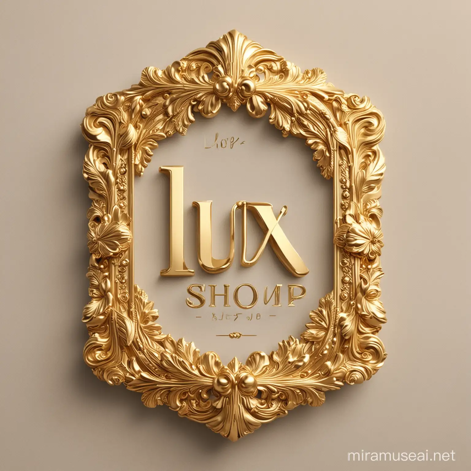 This design features the elegant and luxurious feel of gold, which aligns with the name "LUX shop" and the concept of selling clothes.