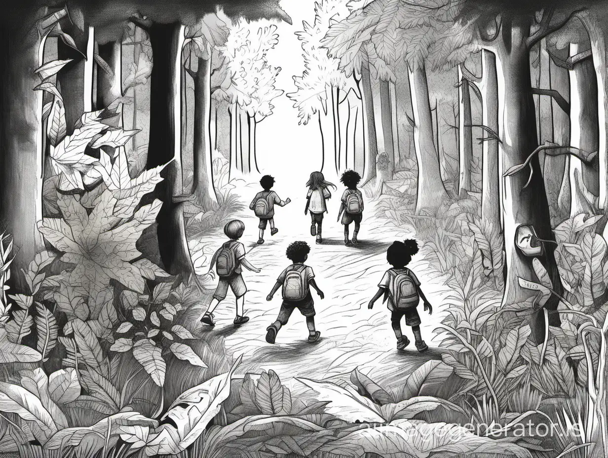 On the seventh page, a group of children got lost in a mysterious forest. In the forest, there were talking animals, magical plants, and mysterious creatures. The children worked together to get out of the forest and had many adventures.
