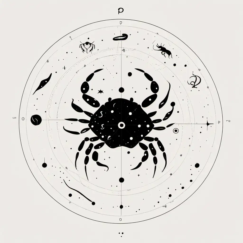 Minimalistic Black and White Cancer Zodiac Constellation