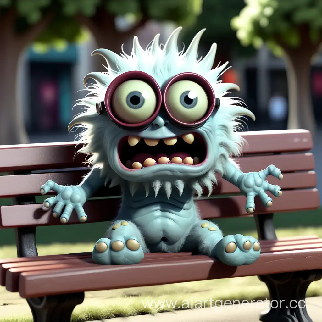 Playful-OneEyed-Little-Monster-Sitting-on-a-Bench