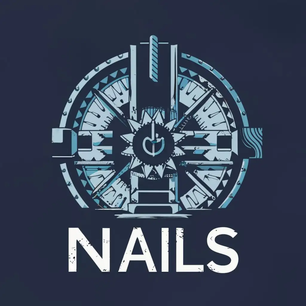 logo, storming a bank vault heist movie, with a blueprint over it, with the text "NAILS", typography, be used in Entertainment industry